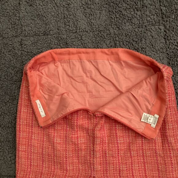 J Crew No 2 Pencil Skirt SIZE 8 Orange Tweed Plaid Cotton Wool Preppy Academia - Picture 3 of 10